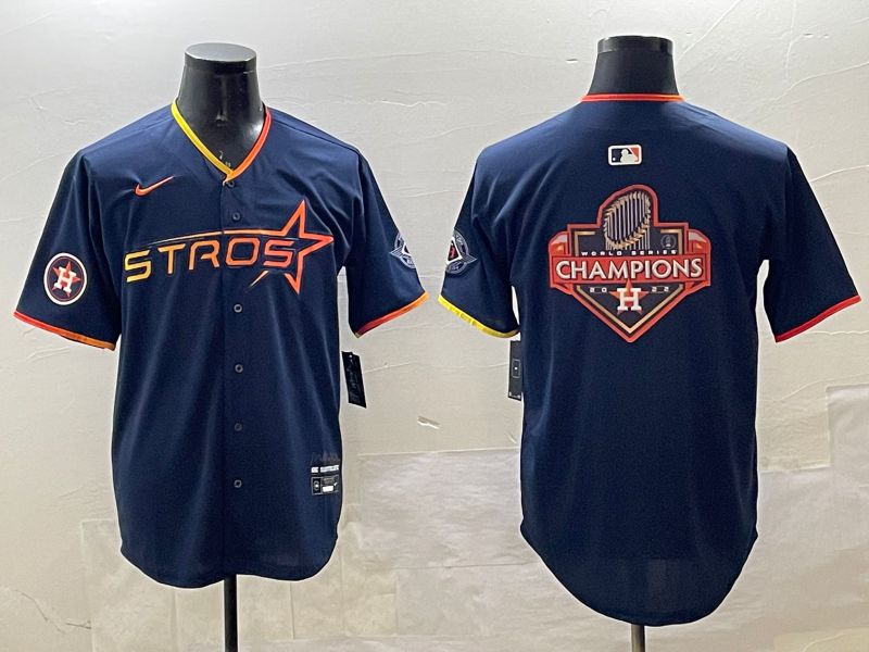 Men Houston Astros Blank Drak Blue Three generations Joint Name 2025 Nike MLB Jersey style 18
